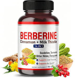 Cápsulas de Berberina, Soporte Antioxidante, Función Hepática, Salud <span class=keywords><strong>Intestinal</strong></span>, Suplementos de Inmunidad con Canela y Cardo Mariano - Product Image 1