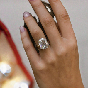 J&C 10K Yellow Gold Fancy Engagement <b>Ring</b> with Asscher Cut Moissanite Diamond Stone Fine Jewelry for Women and <b>Men</b> - Product Image 3