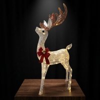 Figurine de renne de Noël pliable en fer, pré-éclairée, étanche IP44, LED 3D blanche, décoration extérieure pour jardin, cour, pelouse