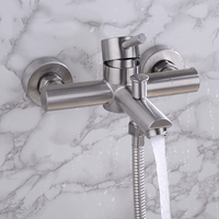 Robinet de douche mural en satin 304 SUS à levier unique avec douchette et barre coulissante – Prix abordable