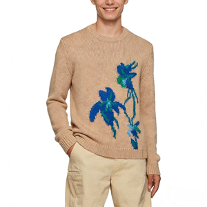 कनिटवियर कस्टम डिजाइन लोगो लुभावनी उच्च गुणवत्ता वाली कंट्रास्ट जैक्वार्ड लेटर ब्रश मोटे अल्पा ऊन पल्लोवर स्वेटर - Product Image 1