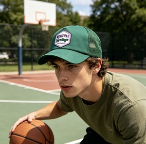 Casquette de camionneur personnalisée à 5 panneaux avec dos en maille, casquette de baseball unisexe fabriquée artisanallement, casquette de camionneur respirante en maille verte avec sangle réglable - Product Image 5