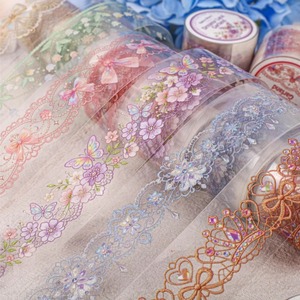 1 rouleau de ruban adhésif Dream Network Flower Veil Series, autocollants décoratifs vintage réutilisables pour bricolage - Product Image 1