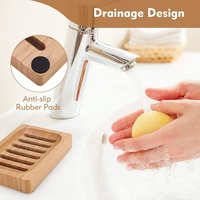 Porte-savon en bois écologique, simple, antidérapant, naturel, avec égouttoir, économiseur de savon