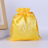Sac en satin à cordon coulissant avec logo personnalisé, pochette d'emballage cadeau pour bijoux, cosmétiques, sac anti-poussière pour cheveux, sac de luxe pour faveurs de mariage, vente en gros