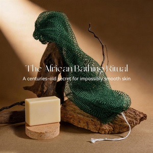 Custom logo African Net <b>Sponge</b> Exfoliating <b>Bath</b> Brush for Body Cleaning <b>Sponge</b> with Knots Drawstring Design Suits All Skin Types - Product Image 3