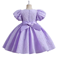 Robes pour enfants à manches bouffantes de meilleure qualité pour la fête des filles Robes d'été en polyester et coton doux avec nœud