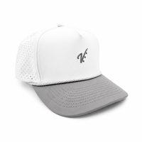 Waterdichte 5-delige lasergeperforeerde handgebreide 3D geborduurde golfpet met fruitmotief, aangepast logo, ademend, outdoor, unisex