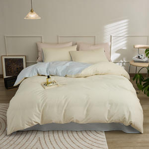 Set di fogli di piumino estivo personalizzati all'ingrosso Duplex di colore solido lavato tra cui quattro cappelli da letto - Product Image 2