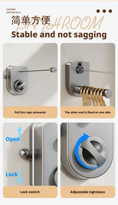 En gros, Séchoir à linge mural rétractable portable moderne en câble d'acier inoxydable pour intérieur, double ligne - Product Image 6