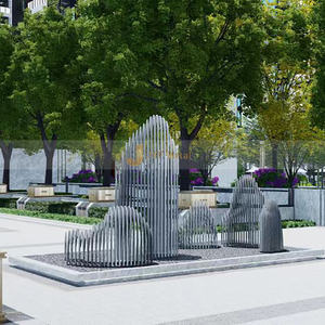 Li57 Personnalisé Grande Sculpture En Acier Inoxydable Ville Moderne Paysage Logo Décoration Jardin Sculpture En Acier Inoxydable - Product Image 5