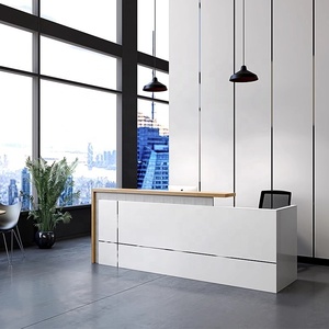 Mostrador de Recepción Moderno, Mostrador de Oficina, Mesa de Recepción con Almacenamiento para Vestíbulo de Hotel, Salón - Product Image 3