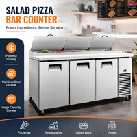 Table de préparation réfrigérée pour salades et sandwichs, comptoir saladette en acier inoxydable pour restaurant, café, cuisine