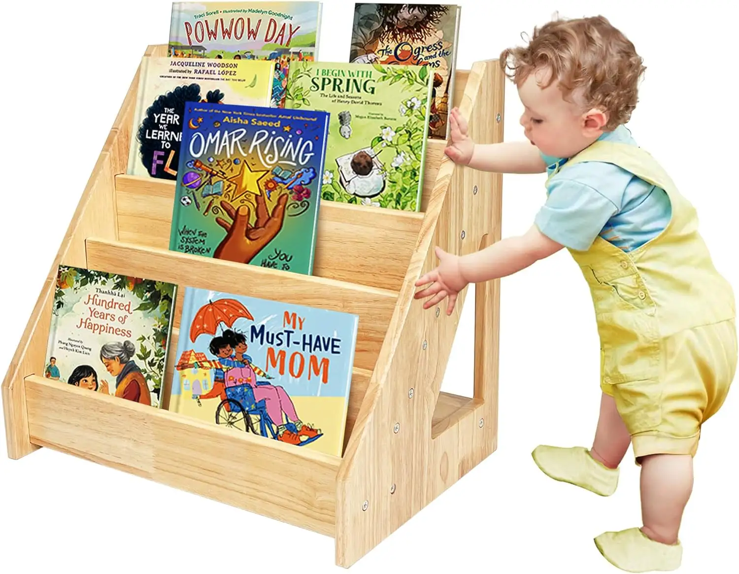 Bücherregal für Kleinkind Holz-Buchregal für Kleinkind-Buchregal umweltfreundlich, stabil und sicher für das Wachstum von Kindern Bücherregal