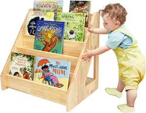 Libreria per il bambino in legno scaffale di esposizione del libro per il bambino libreria ecologico, robusto e sicuro per la crescita dei bambini libreria - Product Image 1