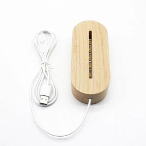 Australia Hot Selling USB LED Wooden Resin Lamp Base Creative 3D Crystal Ball Night Light Lamp Holder - Product Image 1