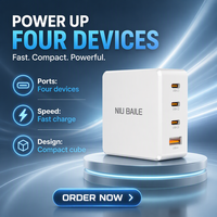 Cargador Rápido GaN de 100W Resistente al Fuego, 3 Puertos Tipo-C + 1 Puerto USB, Cargador de Escritorio Ecológico PD3.1/PD2.0 QC3.0/QC2.0 para Teléfonos Inteligentes 5G