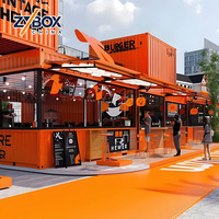 Conteneur de café-bar extérieur avec terrasse lounge pour l'extérieur, idéal pour les zones routières, en pente, en bord de mer, les stations balnéaires, les jardins, les patios, les terrasses et les sites de restauration