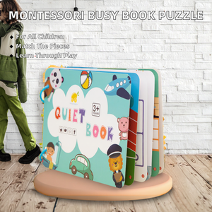 Libro Sensoriale Montessori per Bambini, Libro Educativo Illustrato <span class=keywords><strong>con</strong></span> Puzzle di Abbinamento Animali e <span class=keywords><strong>Numeri</strong></span>, Materiale Ecologico - Product Image 2