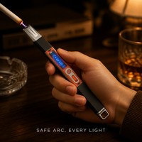 Briquet à arc coupe-vent rechargeable USB-C transparent, torche domestique, réchaud à gaz portable, écologique, rétro et tendance