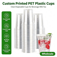 Gobelet jetable rond en PET pour boissons froides avec couvercle, logo personnalisable, origine Guangdong, pour Boba et Lattes de noix de coco