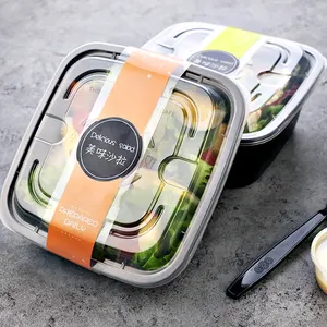 Gıda sınıfı PP kare yemeği kutuları Take-out ambalaj öğle yemeği salata kutusu çorba kapaklı kase