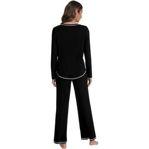 Ensemble de pyjama pour femmes en viscose de bambou, col rond, manches longues, haut et bas, tailles S à XXL - Product Image 2