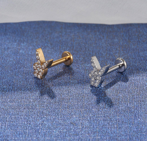 F136 टाइटेनियम मिश्र धातु खरगोश इनफर्ल्ड जिरकॉन शरीर के गहने छोटे कान की हड्डी के नीचे एलर्जी वाली ट्रेगस उपास्थि पशु पैटर्न कान - Product Image 4