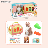 Vente en gros personnalisé Kawaii mignon bébé peluche lapin réaliste en peluche jouet lapin semblant de jouer alimentation interactive pour animaux de compagnie avec cage