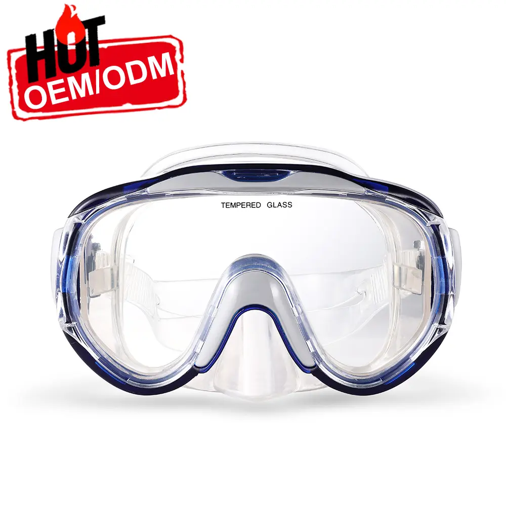 Volwassen Duikmasker Met Automatische Clip Op Gehard Glas Lens Anti Mist Lek Proof Verstelbare Hoofdband Siliconen Duikmasker