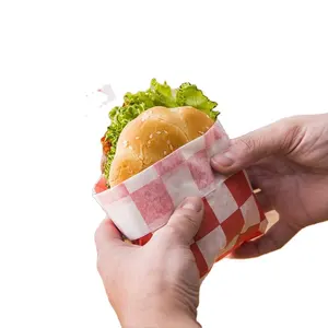 Di Grado alimentare Carta Da Imballaggio Custom Design Dimensione PE Rivestito Panino Hamburger Pane di Imballaggio Per Alimenti di Carta