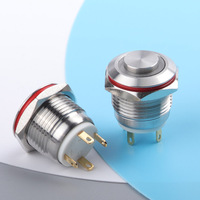 Bouton poussoir métallique 16 mm 4 broches avec anneau lumineux 3,3 V 5 V 12 V 24 V IP65 Télécommande