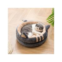 Canapé-lit mignon en forme de tigre, gris, en peluche avec boule, peluche courte, lit grotte pour maison, pour chat, chien, prêt à l'emploi, avec jouet, livraison gratuite