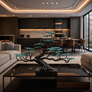 Scultura in Metallo Personalizzata JingYue di Pino <span class=keywords><strong>Bonsai</strong></span> Cinese, Decorazione Artistica Elegante per Soggiorno Moderno - Product Image 1