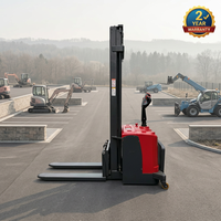 Chariot élévateur à palettes électrique à conducteur marchant pour allées étroites de 2 tonnes, chariot élévateur tout-terrain robuste pour entrepôt, transpalette portable