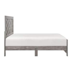 Lit à panneaux gris rustique contemporain de taille Queen avec matelas en boîte par DB, meubles de chambre à coucher en bois, revêtement en tissu, polyester Ma - Product Image 6