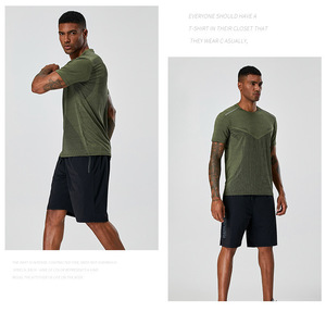 Chất Lượng Cao 4XL Cộng Với Kích Thước Trống Tùy Chỉnh Người Đàn Ông Của Tập Thể Dục T-Shirts Thoáng Khí Nhanh Chóng Khô Độ Đàn Hồi Vòng Cổ Áo Sơ Mi - Product Image 5