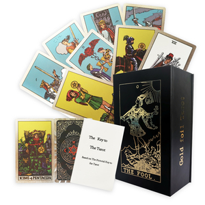 Wasserdichte Goldfolie Luxus-Plastik-Tarotkarten Buntes Wahrsage-Brettspiel mit Exquisiter Klappbox und Anleitung - Product Image 1