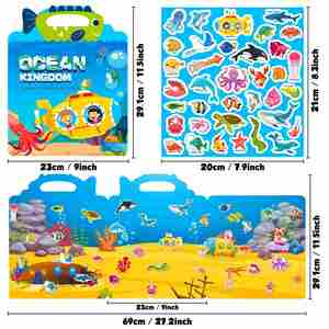 Libros de Pegatinas de Gel Reutilizables con Dibujos Animados de Vehículos, Animales Marinos y el Cuerpo Humano para Niños Pequeños de 1 a 3 Años - Product Image 6