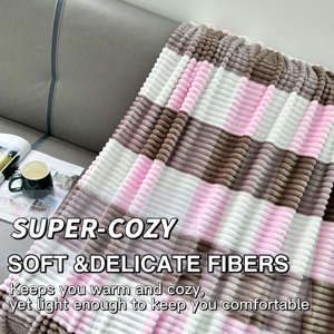 Nhà Sản Xuất Sang Trọng Tùy Chỉnh San Hô Cực In Sọc Flannel Lông Cừu Ném Chăn - Product Image 6