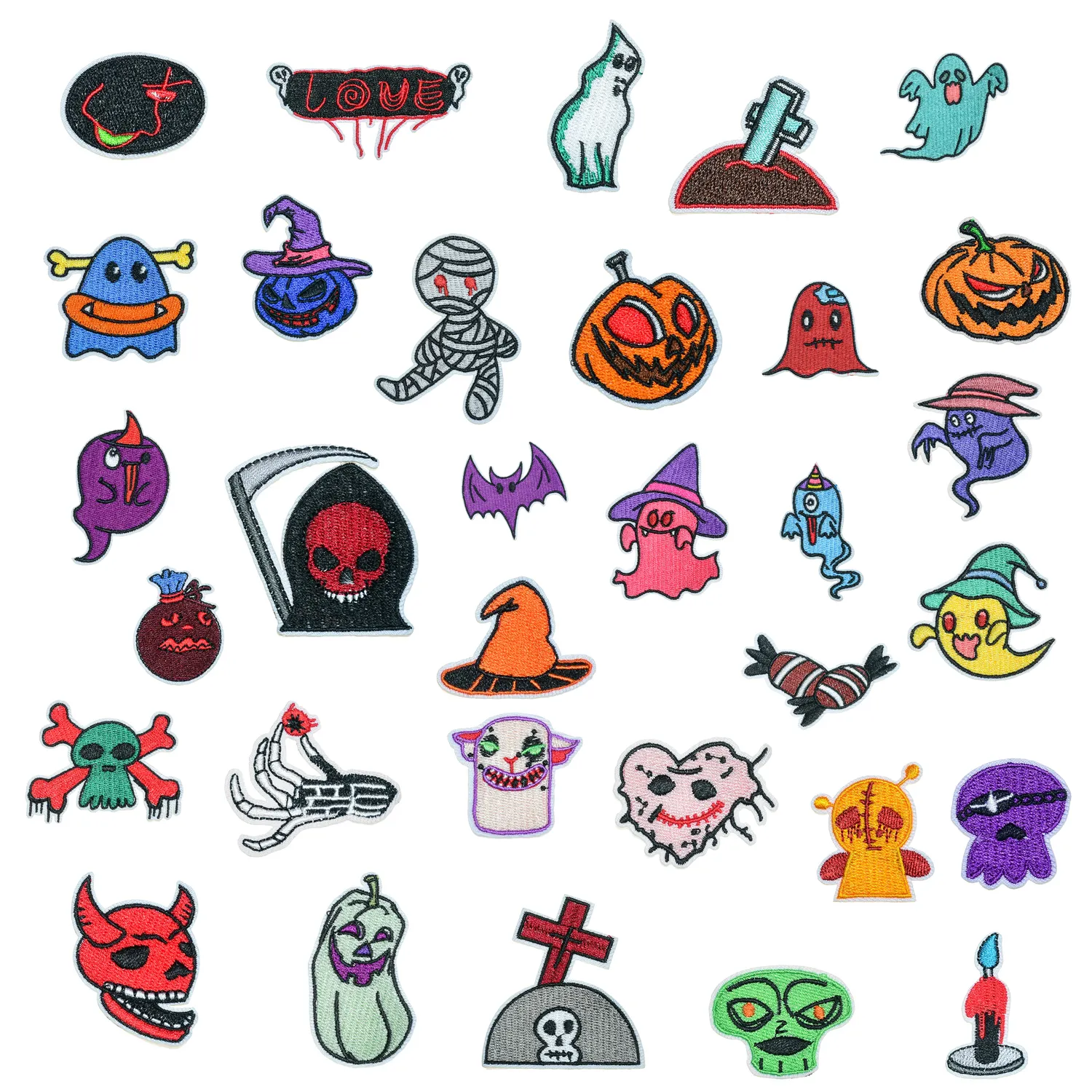 New Various Funny Halloween Patches Iron on Embroidered Badges for shirt