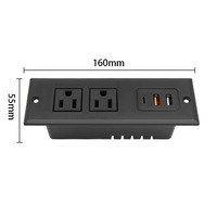 Multiprise USB dissimulée de type C, standard US, pour bureau, meubles, armoires et comptoirs