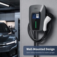 Station de recharge murale de type 2 avec écran de 4,3 pouces, application Tuya, WiFi, fonction TB, câble de 5 mètres, chargeur EV 7 kW 11 kW