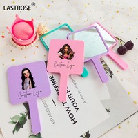 Miroir cosmétique pliable personnalisé en plastique à une face, petit format de poche, pour filles, vente en gros