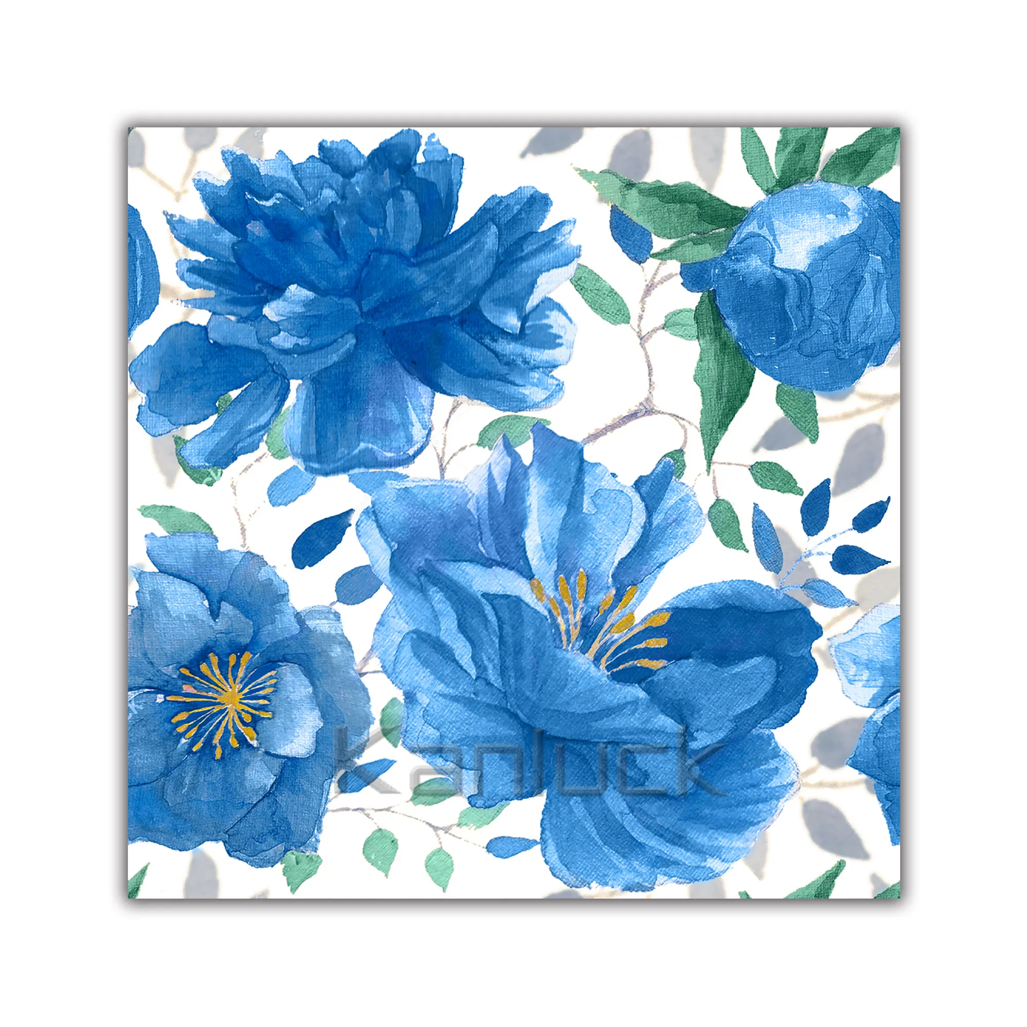 Blue Peony Flower Canvas Art Painting For Wall Decor