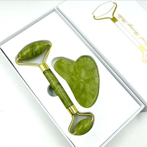 wholesale mini jade roller skin care massage custom logo natural pink green black white jade roller guasha set with box for face