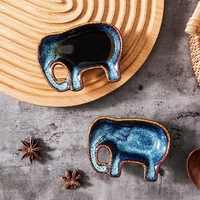 Großhandel 4 "Blue Elephant Shape Porzellan Sushi Senf Gericht für Sushi Restaurant
