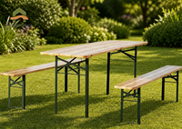 Ensemble table et banc pliants en bois de sapin de qualité commerciale pour restaurant, gain de place, pour terrasse extérieure, jardin, cour arrière, salle à manger