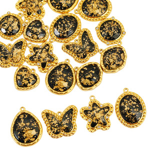 Colgante de acero inoxidable con formas mixtas e incrustaciones de vidrio para la elaboración de collares 334 - Product Image 4