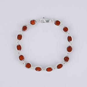 Elegant Classic 925 Silver Rudraksha Oval Link <b>Bracelet</b> Spiritual Fine Jewelry <b>Set</b> - Product Image 3